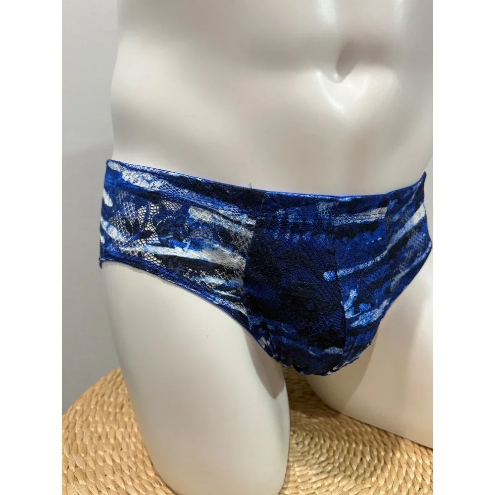 Cosabella Never Say Never Men's Lace Comfort Micro Brief Blue Print Size S